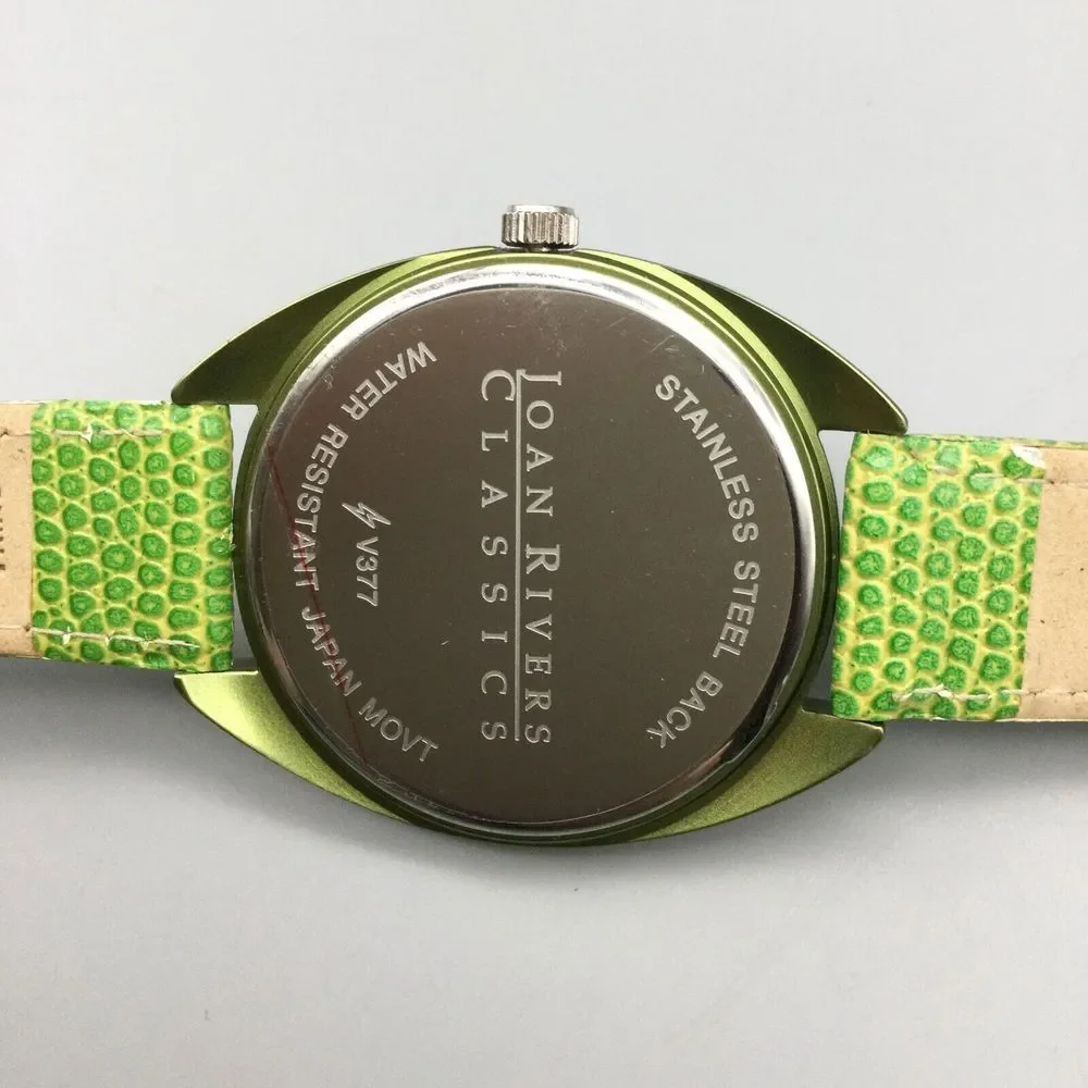 Joan Rivers Watch Women 40mm Silver Tone Green Leather Band New Battery - Picture 9 of 13